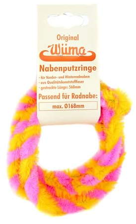 Nabenputzringe WÜMA gelb/rosa SET (vorne & hinten) für SIMSON-Nabe 168mm, 560mm lang.