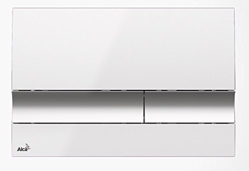 Drückerplatte für WC Vorwandelemente WC-Spüle Farbe Weiss/Chrom glänzend 3L/6L Betätigungsplatte Platte Betätigungstaste