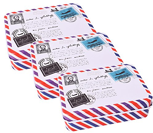 TE-DekoArt 3 Stück DIY Tobacco Tin Container Blechdose Metalldose Metallbox Aufbewahrung Retro Design Mehrfarbig