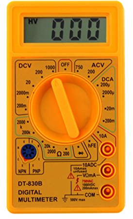 Demiawaking DT-830B LCD Digital Multimeter AC DC 750 / 1000V Amp Volt Ohm Tester Meter (Gelb)