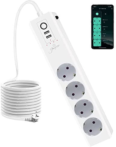 Jinvoo ZigBee 3.0 Multi - Socket Plug, Supports Overvoltage Protection, Timer Function, APP - Controllable Independently, Compatible with Alexa, Google Voice Assistant & Philips HUE