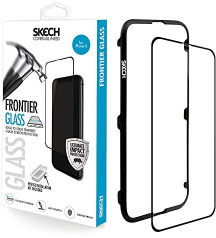 Skech SK30-GLPF-1 Protection d'écran en Verre trempé pour Apple iPhone XR avec Indice de Protection d'écran Anti-Rayures et Anti-Traces de Doigts Noir