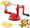 Potato Twister, Stainless Steel Manual Potato Spiral Chips Cutter Slicer Kitchen Tool with 4 Pcs Bamboo Sticks and Suction Base for Home Barbecue, Red
