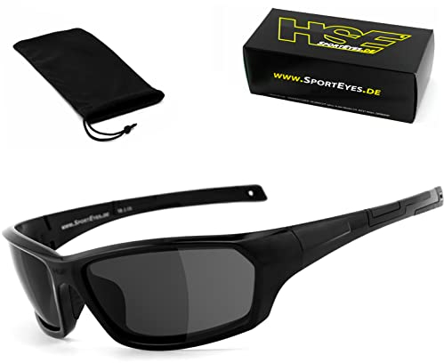 HSE® SportEyes® | Sportbrille, Fahrradbrille, Radbrille, Bikerbrille | beschlagfrei | windabweisend | UV400 Schutzfilter, HLT® Sicherheitsglas nach DIN EN 166 | Sportbrille für Damen und Herren