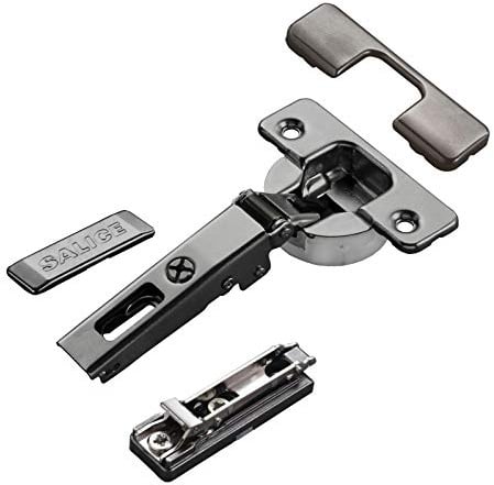 2 x Salice Topfband Serie 700 Titanium anthrazit 110° T48 Eckanschlag | Dämpfer im Topf inkl. Linear-Montageplatte Höhe 3 mm mit Exzenterverstellung und Abdeckkappenset Schrankscharnier von SOTECH