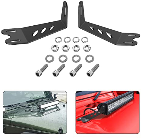 Nilight 90040B Lot de 2 supports de fixation pour barre lumineuse LED 50,8 cm sur Jeep Wrangler JK 2007-2016
