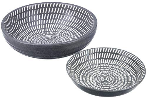 Gisela Graham - Set di 2 piatti rotondi in ceramica, colore: Grigio scuro