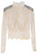 YEKEYI Camicetta a maniche lunghe in pizzo con colletto falso staccabile colletto finto mezza camicetta colletto finto collari, bianco, S