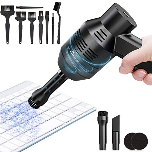longziming Mini Keyboard Vacuum Cleaner, USB 3.5W Electric Portable Cleaner with 2 Vacuum Nozzles & 2 Washable Filters, 8 x Anti Static Brushes Cleaning Kit for Laptop,Piano,Computer,Makeup,Pet House