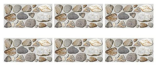 IMIKEYA 6sheets Pebble Pattern Kitchen Wall Stickers Oilproof Wallpaper Removable Household Stickers for Kitchen Bathroom Decor Heat Resistant and Moist Tile Decals