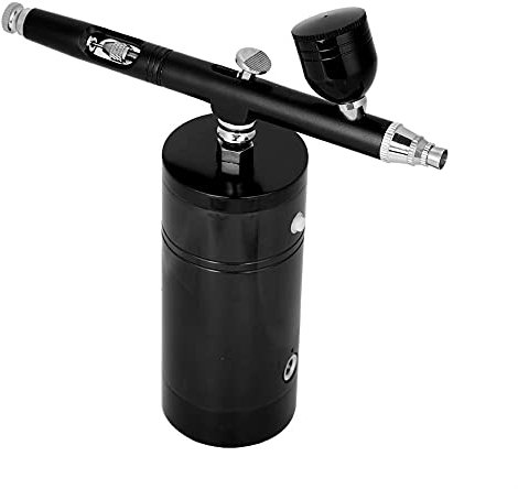 Maquer Paint Airbrush Kit, Stainless Steel Spray Gun, Portable Mini Cordless Airbrush with Air Compressor Handheld Single Action Painting Airbrush for Cake Decorating/Model Coloring/Nail Art(black)