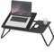 Intirilife Laptoptisch ausklappbarer höhenverstellbarer in Schwarz - 60 x 35 x 24.5 cm - Lesetisch Frühstücksbrett Büchertablett für Bett Wohnzimmer Home-Office Büro und Unterwegs