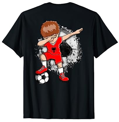 Dabbing Soccer Boy Albanien Trikot Albanian Football Lovers T-Shirt