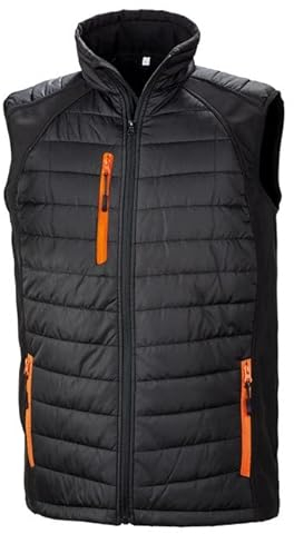 Result R238X Schwarzer Kompass Gepolsterte Weste - Schwarz/Orange - XL