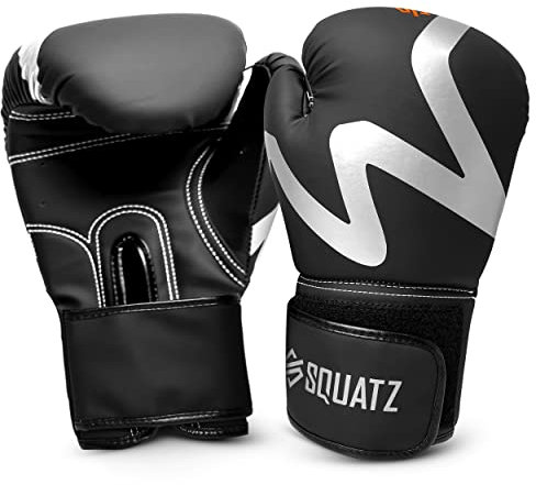 SQUATZ Sport-Boxhandschuhe – Robustes veganes Leder, athletische Boxhandschuhe mit voller Handgelenkschlaufe, ideal für alle Boxen, Sparringübungen, Training und Fitness-Workouts