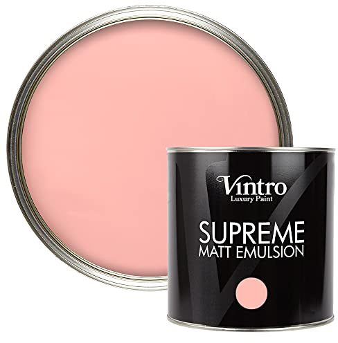 Vintro | Luxury Matt Emulsion | Smooth Chalky Finish | Multi Surface Paint | for Walls, Ceilings, Wood and Metal 2.5L (Salmon Pink - Dancing Salmon, 2.5 Litre)
