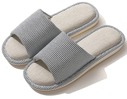JIJIe Slippers for Women Men Linen Slippers Open Toe House Shoes Summer Sandals for Indoor Outdoor Bedroom