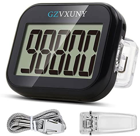 Gzvxuny 3D Schrittzähler mit Clip, Walking Schrittzähler mit Großer LCD-Anzeige, Einfacher Schrittzähler Ohne App und Handy, Genauer Pedometer Verfolgen Sie Schritte