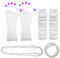 Lizzy Neon Colour Leg Warmers + Fishnet Gloves + Gummy Bracelet + Beads Necklace Set Rainbow Florescent Stripe | 80s Neon Teen Fancy Dress Dance ware Hen Party Tutu Accessory (White)