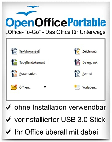 OpenOffice Portable - Office auf einen Stick für Unterwegs - 32 GB USB 3.0 Stick