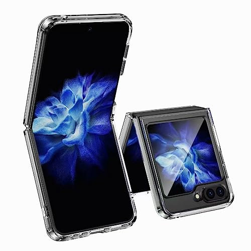 NUCNOK Cover per Samsung Galaxy Z Flip 5 5G,Ultra Sottile Trasparente Silicone Custodia,TPU Morbido AntiGraffio AntiCaduta Case
