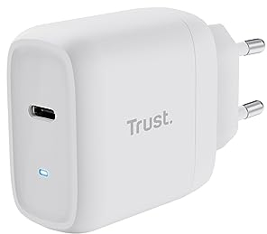 Trust Maxo Chargeur USB-C 45W, 75% à Partir de Matériaux Recyclés, Prise Chargeur Rapide avec Câble USB-C de 2m, Adaptateur pour iPhone, iPad, Samsung Galaxy, Smartphones, Tablettes - Blanc