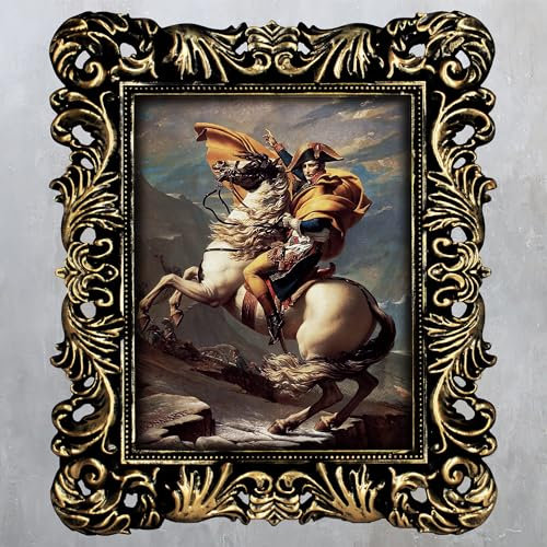 FJXMFRAME Kunstvoller Bilderrahmen, 20,3 x 25,4 cm, schwarz, Gothic, Vintage, Antik für Tischplatte oder Wand, Barockrahmen, passend für 12,7 x 17,8 cm große Fotos, mit Passepartout