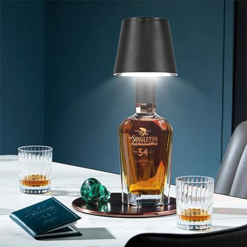 CHENBEN Lampada Bottiglia 7.5W LED Lampada da Tavolo Senza Fili Ricaricabile USB-C 5200mAh 3 Colore Dimmerazione IP54 Paralume Lampada per Interni e Esterni 【Non include bottiglie】