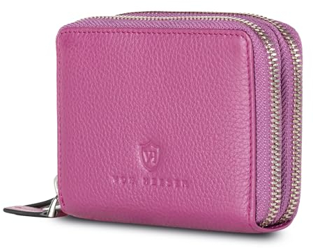 VON HEESEN Leder Geldbörse mit RFID-Blocker - Portemonnaie für Damen & Herren aus echtem Leder - Wallet mit Münzfach - Geldbeutel für Frauen und Männer in Pink