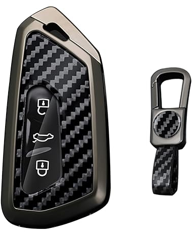 KUNIO Coque de clé convient pour VW Golf 8 GTE GTI ID.3 ID.4 GTX Convient pour Seat Leon MK4 Cupra Formentor Convient pour Skoda Octavia Enyaq Coque de clé en métal Porte-clés, b noir, 3 Tasten