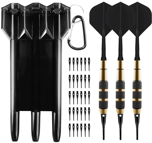 WayArrival 3 Stück Soft Darts Pfeile Set | 18 Gramm Messing Softdarts dartpfeil mit kunststoffspitze für | Integrierte Dartpfeile Mit Weicher Spitze | 30 zusätzlichen Dartspitzen & Aufbewahrungsbox