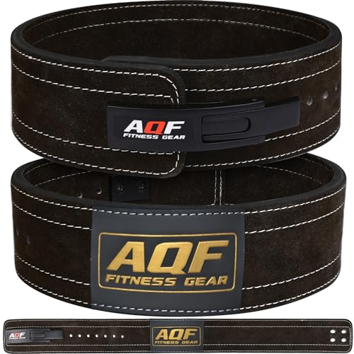 AQF Cinturon Lumbar Gimnasio Palanca Hebilla, 4 Amplio 10mm Gruesa Cinturon Halterofilia Cuero, Cinturón Gym, Faja Gimnasio Levantar Pesas, Powerlifting Belt Para Musculacion & Sport (Negro, S)