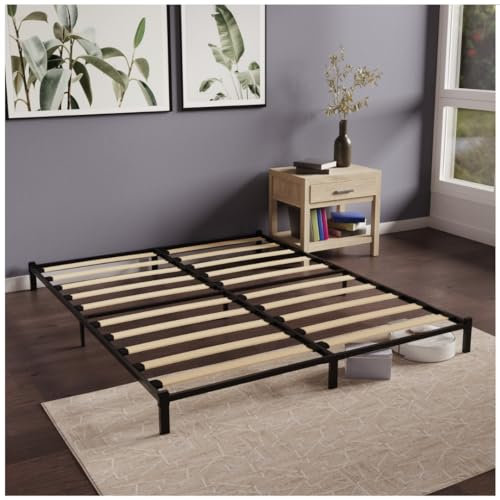 Dreamzie Cadre de Lit 140 x 190 avec Sommier à Lattes en Bois - Sommier 140x190 cm - Hauteur de 25 cm - Structure Solide, Assemblage Facile, Capacité de Rangement 22cm