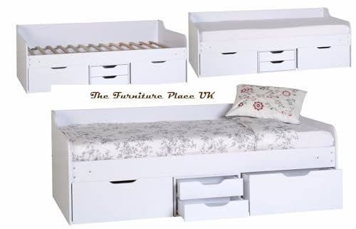 White 3ft Single 90cm Drawer Storage Day Bed Frame Home Garden Beds, Frames & Bases
