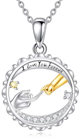 POPLYKE Mom Halskette von Tochter Sohn Sterling Silber Mutter Kind Finger Halskette Schmuck Geschenk (Finger)