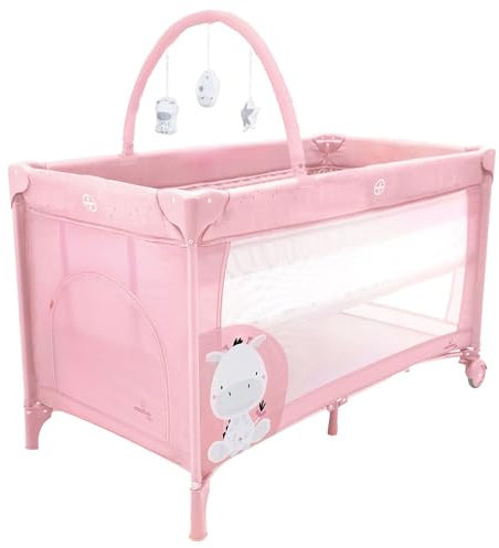 Asalvo Komplettes Reisebett Duo Baby Giraffe Pink