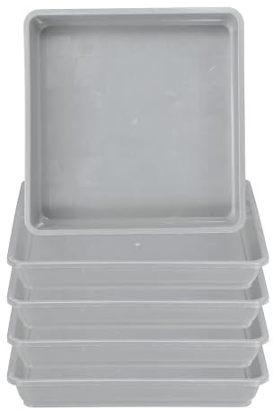 PATIKIL Plant Saucer Tray, 5 Pack 10 Inch Plastic Square Plant Saucer Flower Planter Drip Tray for Indoors Outdoors Patio Balcony, Grey