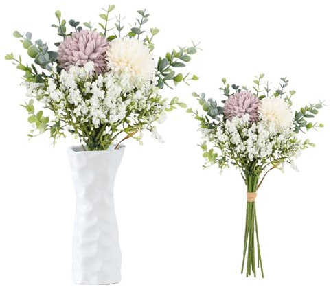 astylishome Decorative Artificial Flowers 12 Pcs Fake Flower Plastic Realistic Floral Arrangements Cake Decorating Wedding Decoration for Table Centerpieces White 1808