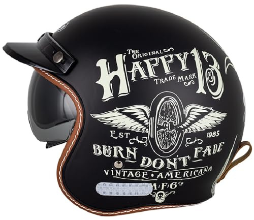 Open Face Low Profile Helmet, Motorcycle Helmet with Inner Sun Visor, Open Face Jet Motorbike Helmets for Adult - Motorbike Rider Road Legal ECE22-06 Approved