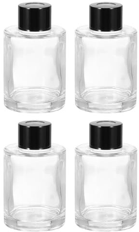 sourcing map 4pcs 80ml/2.7oz Empty Glass Diffuser Bottle 3.4 x 2 Refillable Fragrance Accessories Aromatherapy Jar Container for Replacement Reed Diffuser DIY Home Bathroom Transparent