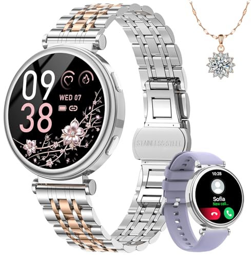 Fitnynxos Montre Connectée Femme, 1.27 HD Smartwatch avec Appel, 24H Fréquence Cardiaque Fonction Féminine Sommeil SpO2, 120+ Sports, IP68 Podomètre Calorie Fitness Tracker Android iOS Argent, Cadeau