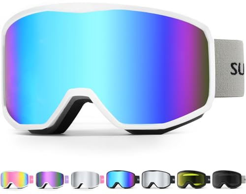 Supertrip Skibrille Damen Herren, Snowboard Brille für Brillenträger, Anti-Fog Zylindrische Skibrillen UV400 Schutz Kompatibler Helm Erwachsene Jugendliche für Skifahren/Skaten/Schneemobil
