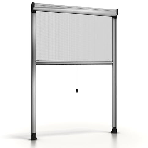 Esto, mosquitera enrollable para ventanas, recortable en altura y ancho, marco de aluminio, varios tamaños y colores, red anti-insectos para ventanas correderas y abatibles (antracita, 80 x 160 cm)