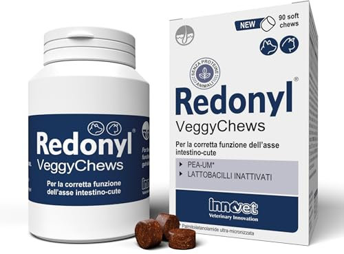Innovet, Redonyl Veggy Chews, per la Salute di Cute e Mantello del Cane e del Gatto, Senza Proteine Animali, per Soggetti Allergici o con Intolleranze Alimentari, 90 Chews Masticabili