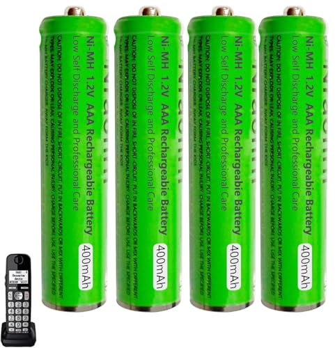 Batterie Ricaricabili AAA 400mah 1,2v per Ricevitore Gigaset, NI-MH Pile Ricaricabili AAA 400 mah per Panosonic Telefoni Cordless - confezione da 4
