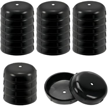 Lot de 24 housses de pieds ronds en plastique et fer pour meubles de terrasse d'extérieur – Protection du sol – Patins de rechange pour chaises et tables en métal (noir)