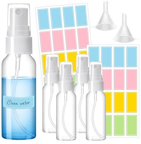 lomdung 6 Botellas Pulverizadoras de 50 ml, Transparentes, Vacías, de Niebla Fina, para Viaje, Pequeñas, de Plástico, para Perfumes, Agua y Alcohol
