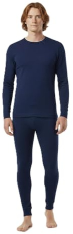 BestSale247 Herren Merino Wolle Thermo Unterwäsche Set (Hemd + Hose) warmes Winter Skiunterwäsche Merinowolle (Dunkelblau, L)