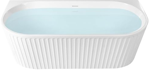 Moderne ovale Badewanne 170 x 80 cm Acryl geriffelte Oberfläche Badezimmer mattweiß Serena