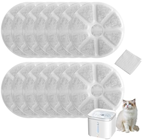 12er Set Ersatz Katzenbrunnen Filter,Hochwertiger Pretty Paw Filter & Filter für Katzenbrunnen,Aktivkohle Trinkbrunnen Filter rund 14.8 cm,Universell kompatibel Cat Fountain Filter für Katze Hund